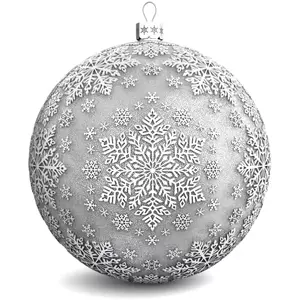Набор из 2 серебряных ёлочных шаров "Снежинки и Снегири"